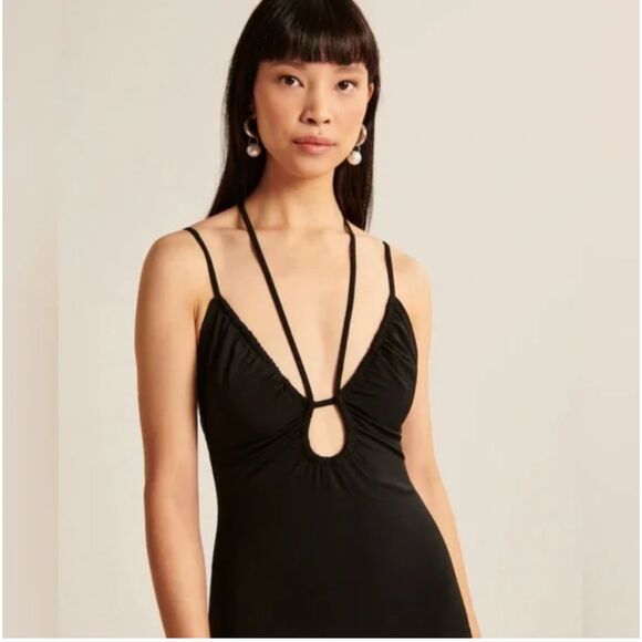 Abercrombie & Fitch Strappy Cutout Stretch Knit Mini Dress Small Tall - Picture 5 of 5